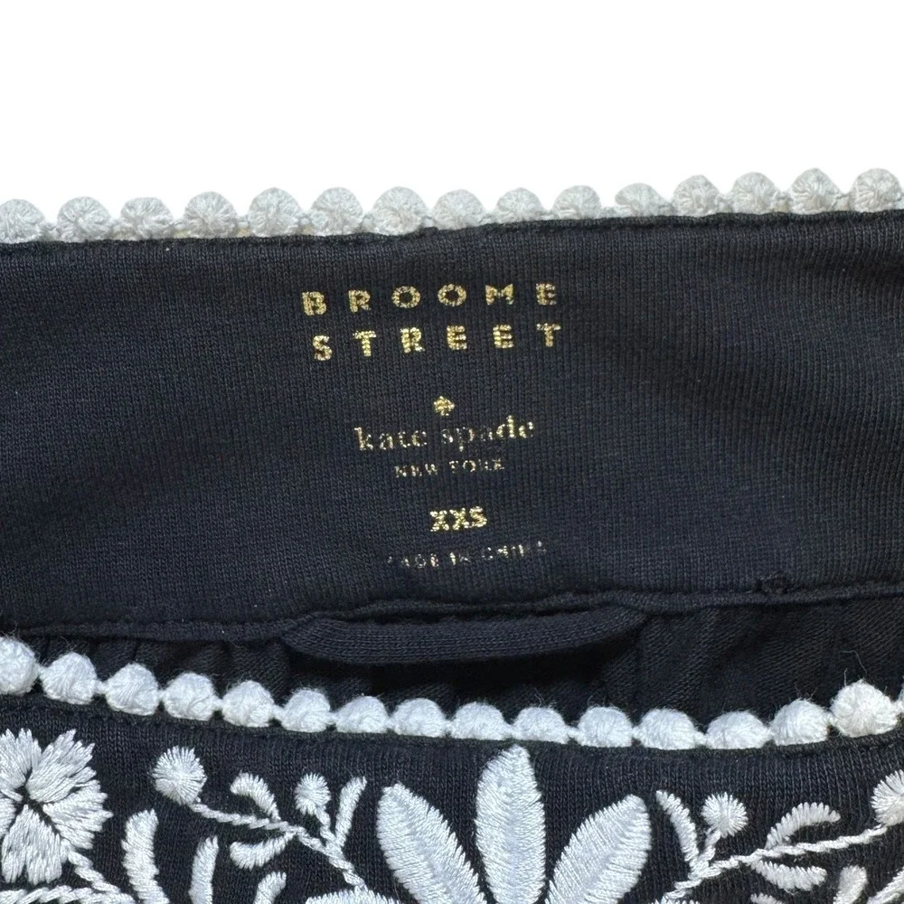 Kate Spade Broome Street Women's XXS Black‎ Embroidered Square Neck Mini Dress